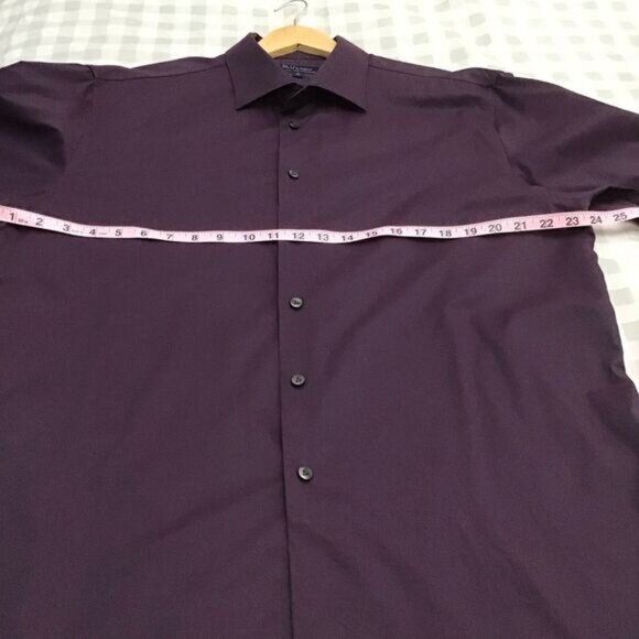 Blu by POLIFRONI men non iron purple dress button down shirt size 18 - Picture 7 of 9
